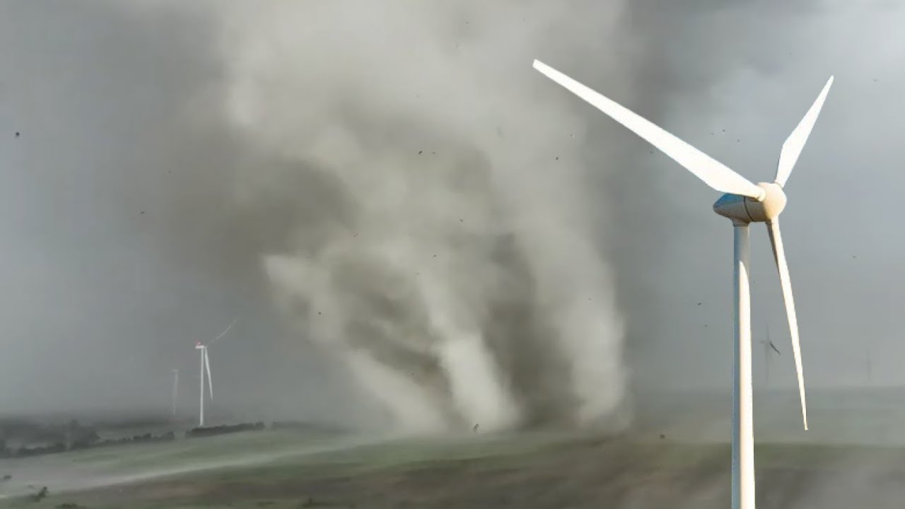 Incredible Drone Footage of a Multi-Vortex Tornado Taking Down Wind ...